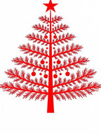 Bold Red Star Christmas Tree Rug