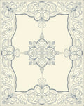 Ornate Navy Floral Scrollwork Border Rug