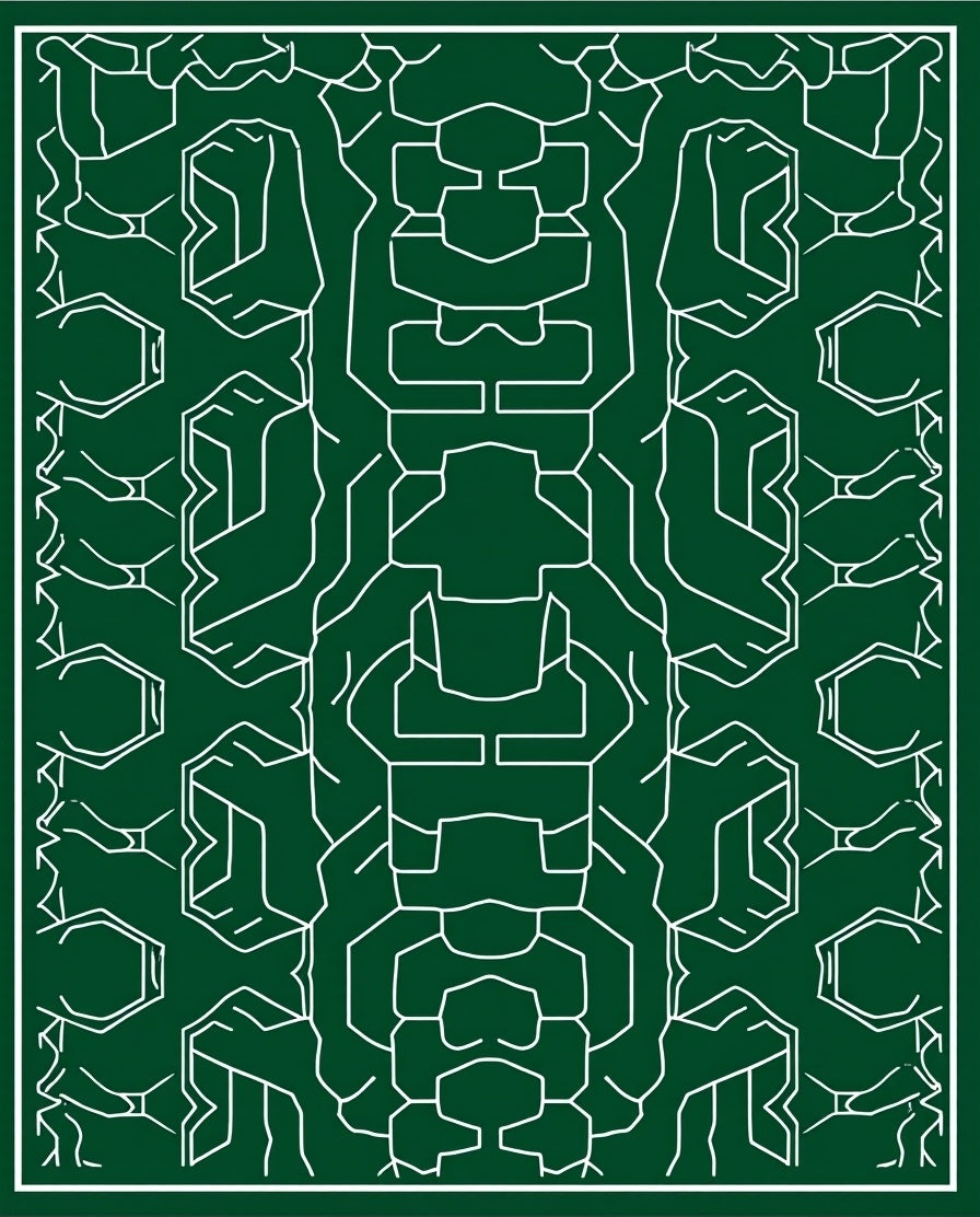 Dark Green Geometric Sci Fi Rug