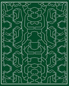 Dark Green Geometric Sci Fi Rug