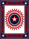 Bold Red White Starburst Medallion Rug