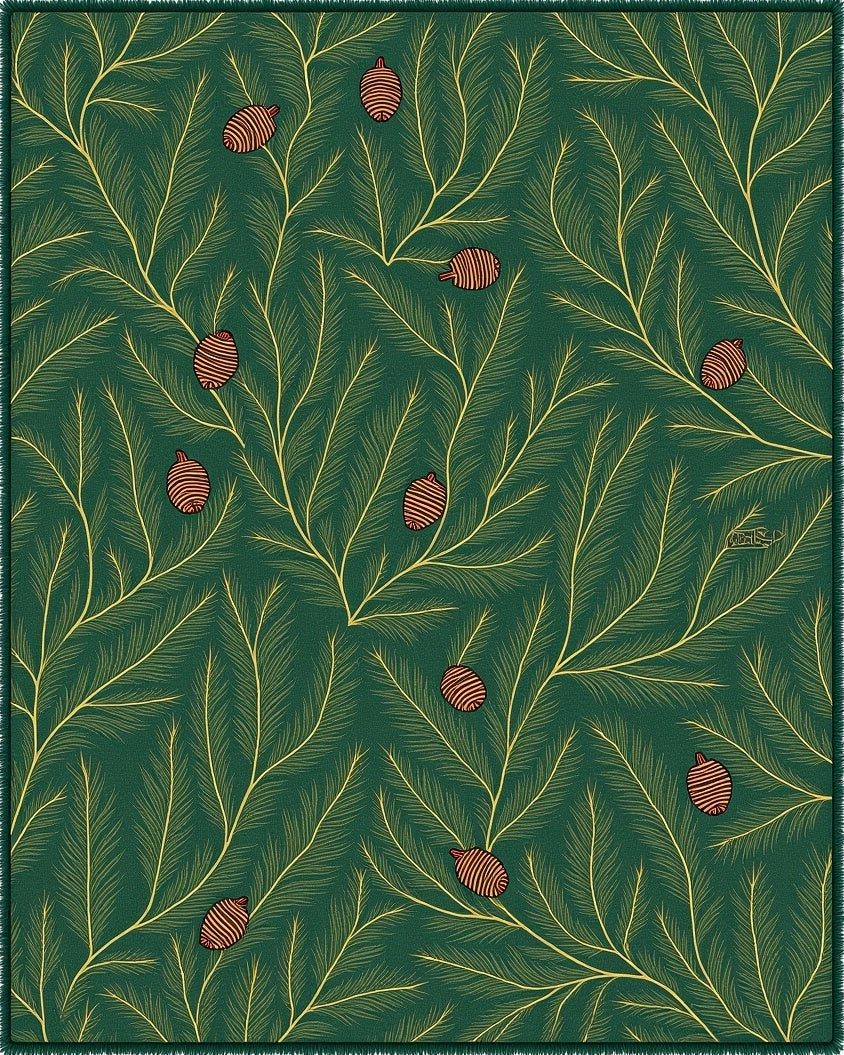 Evergreen Pinecone Branches Rug
