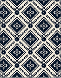 Navy Cream Diamond Tribal Medallion Rug