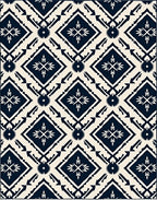 Navy Cream Diamond Tribal Medallion Rug