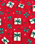 Red White Green Holly Gift Pile Rug