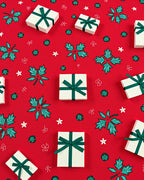 Red White Green Holly Gift Pile Rug