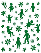 Green Figures And Holly Branches Rug