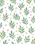 Green Leafy Branch Scatters With Blossoms Rug