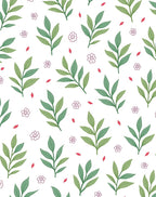 Green Leafy Branch Scatters With Blossoms Rug