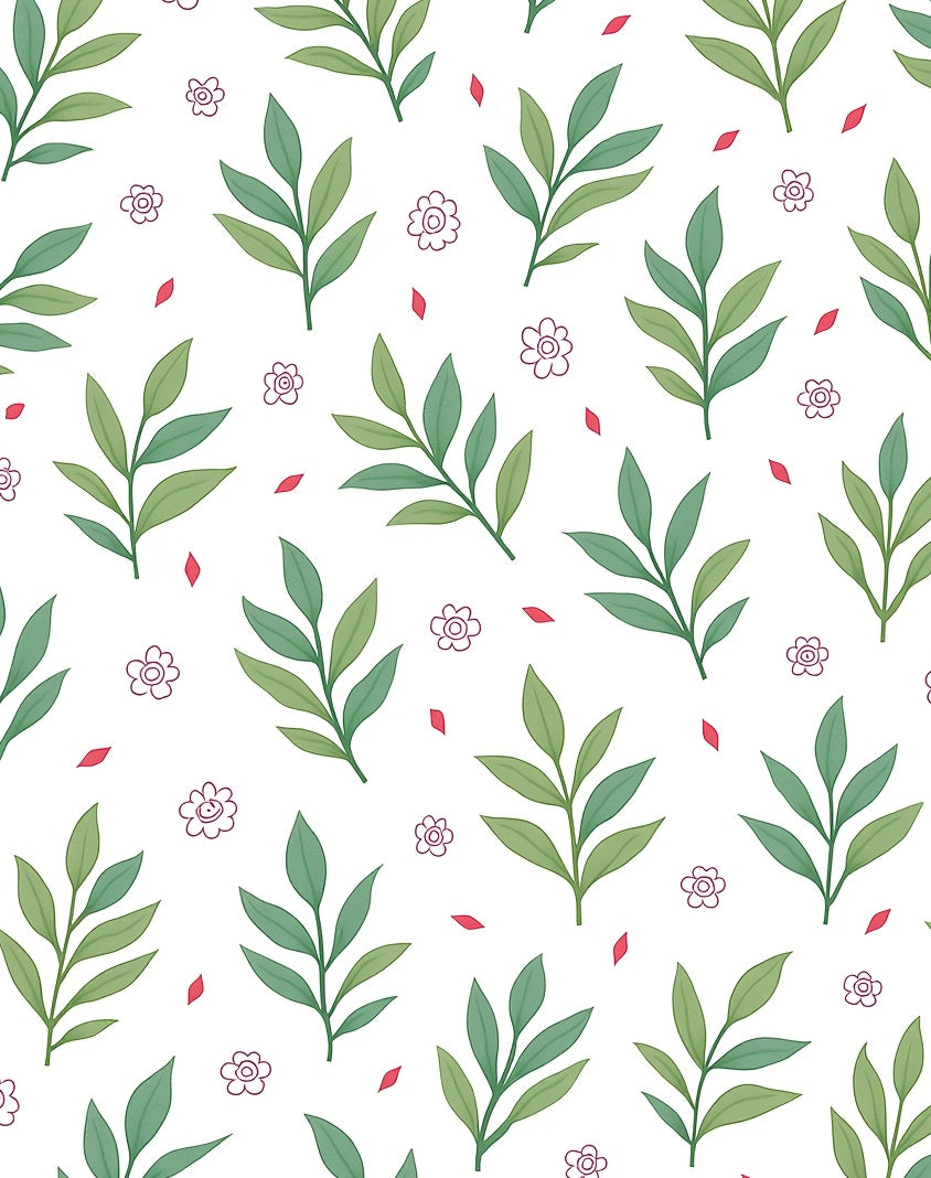 Green Leafy Branch Scatters With Blossoms Rug