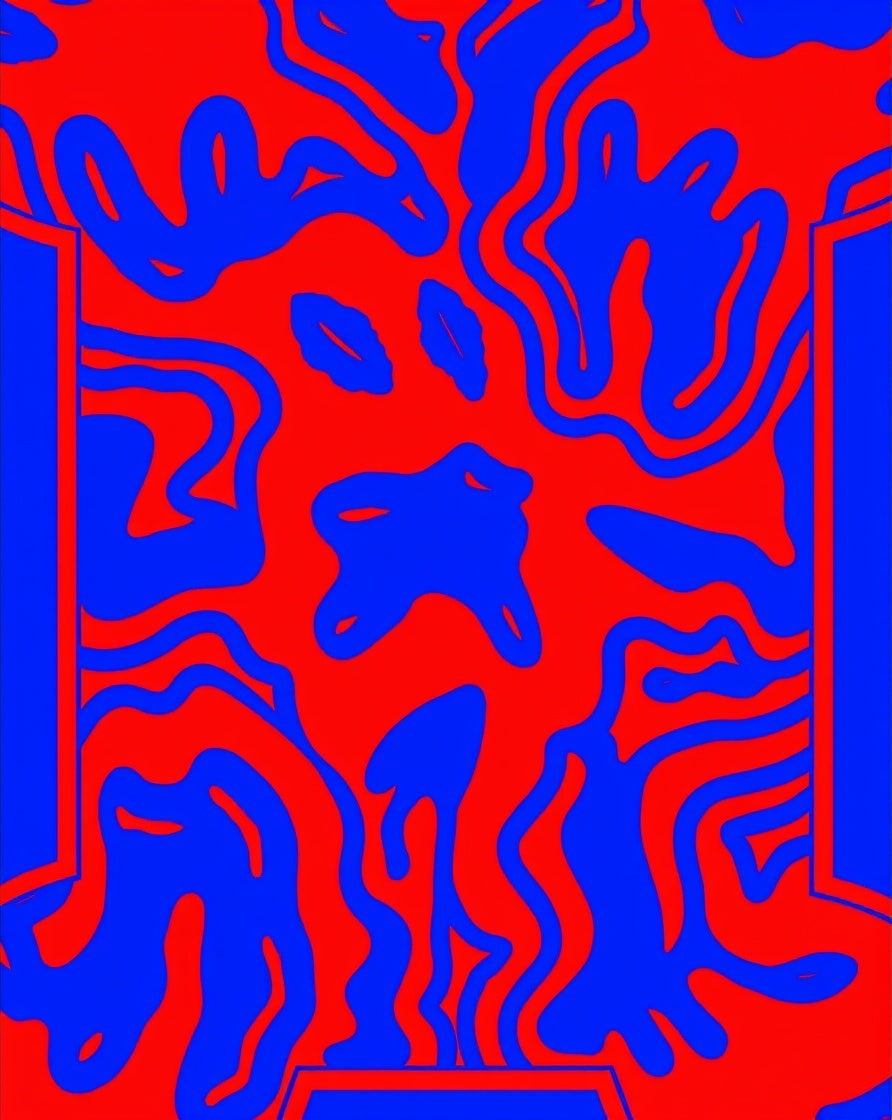 Bold Red Blue Flow Rug