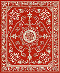 Scarlet Ornate Blossom Square Rug