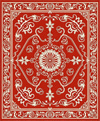 Scarlet Ornate Blossom Square Rug