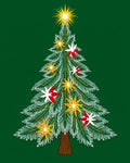 Festive Green Christmas Tree Starry Rug