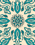 Aqua And Cream Abstract Scroll Rug