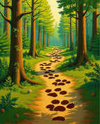 Forest Path Paw Prints Rug