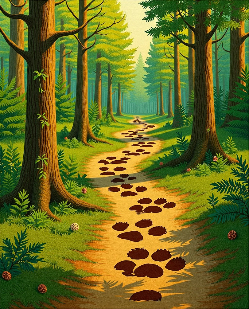 Forest Path Paw Prints Rug