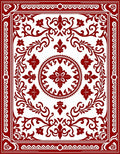Crimson Red Floral Medallion Square Rug