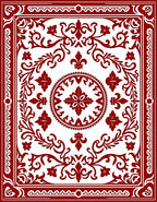 Crimson Red Floral Medallion Square Rug