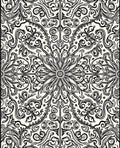 Black Ivory Floral Scrollwork Rug