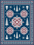 Winter Snowflake Forest Scene Rug