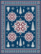 Winter Snowflake Forest Scene Rug