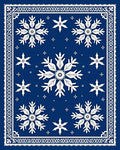 Deep Blue Winter Snowflakes Border Rug