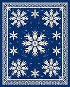 Deep Blue Winter Snowflakes Border Rug