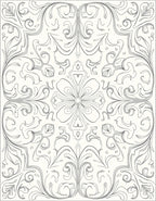 Ornamental Outline Floral Swirl Rug