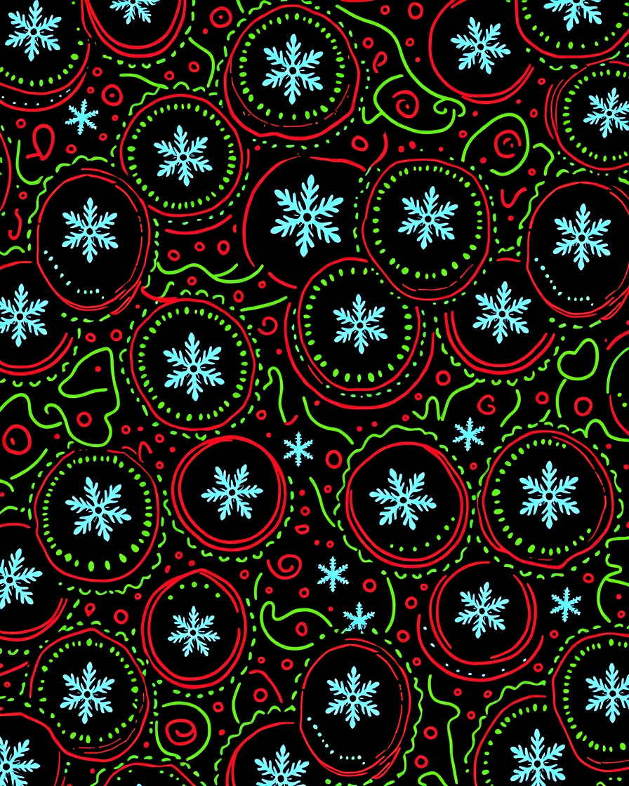 Festive Red Green Snowflake Circles Rug