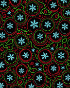 Festive Red Green Snowflake Circles Rug