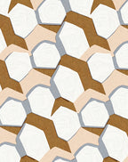 Abstract Hexagonal Stone Terracotta Mosaic Rug