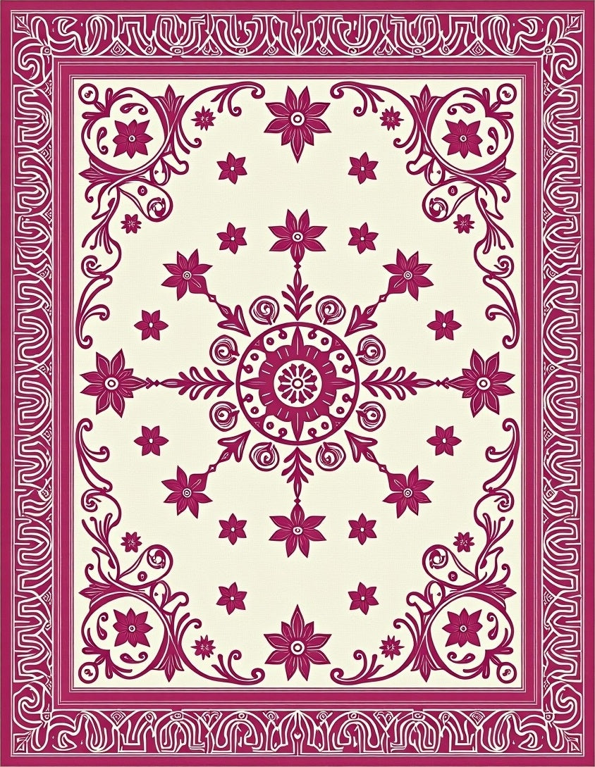 Berry Bloom Radial Frame Rug