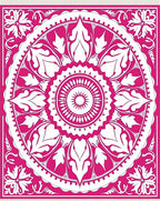 Vibrant Fuchsia Floral Mandala Rug