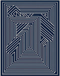 Indigo White Linear Pathway Rug