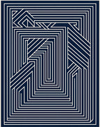 Indigo White Linear Pathway Rug