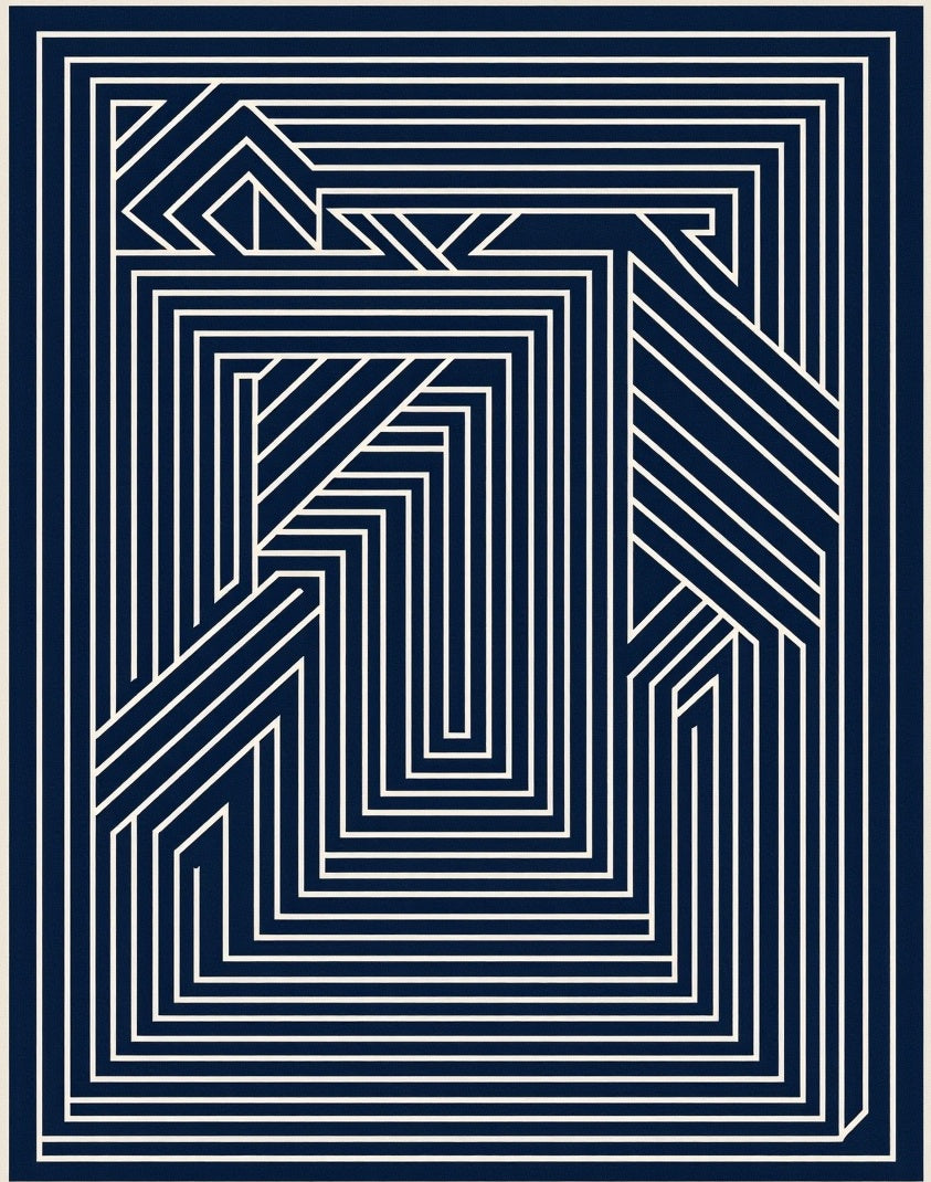 Indigo White Linear Pathway Rug