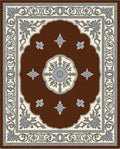 Rich Brown Floral Scroll Medallion Rug