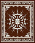 Rich Brown Sunburst Medallion Border Rug