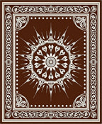 Rich Brown Sunburst Medallion Border Rug