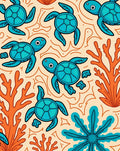 Turquoise Sea Turtle Coral Scene Rug
