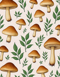 Whimsical Brown Mushroom Garden Foliage Rug