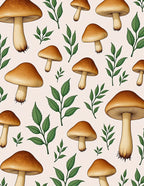 Whimsical Brown Mushroom Garden Foliage Rug
