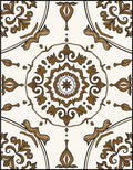 Cream and Brown Medallion Floral Rug