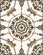 Cream and Brown Medallion Floral Rug