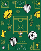 Green Yellow Sports Playfield Trophy Rug