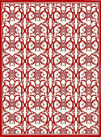Crimson Cream Interlocking Geometric Medallion Rug