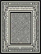 Abstract Black White Maze Border Rug