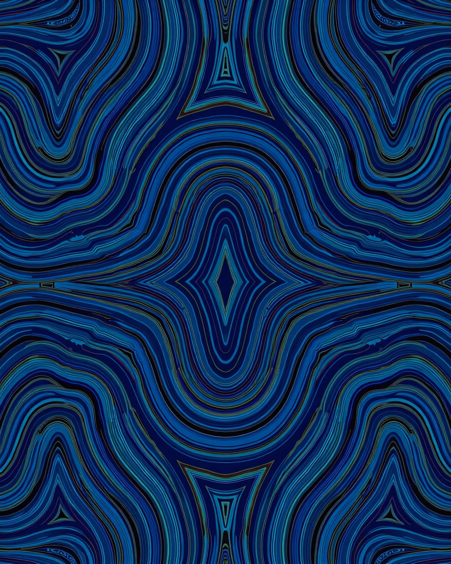 Midnight Blue Agate Swirl Rug