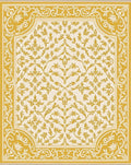 Golden Leaf Scroll Medallion Rug